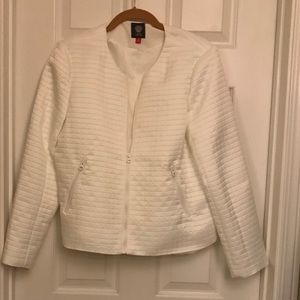 Vince Camuto White Lined Zip Front Jacket Size 12
